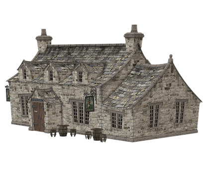 Old Stone Cottage3 D Model PNG with transparent background