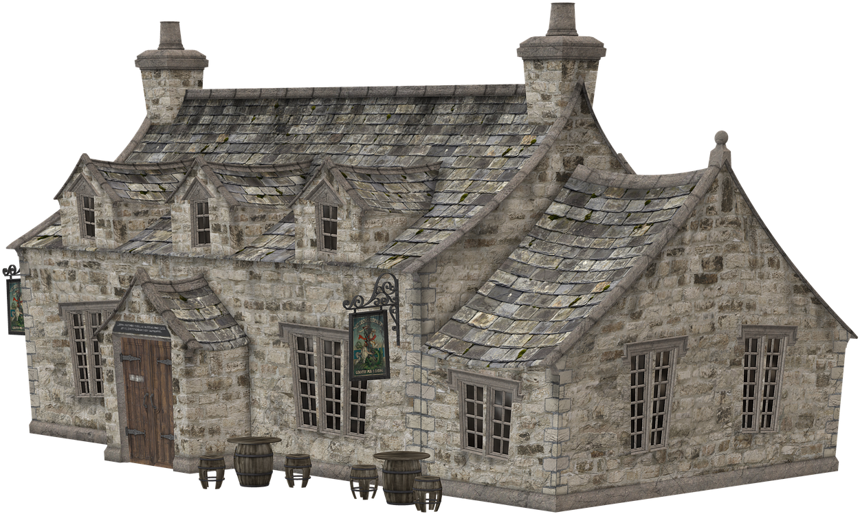 Old Stone House3 D Model PNG with transparent background