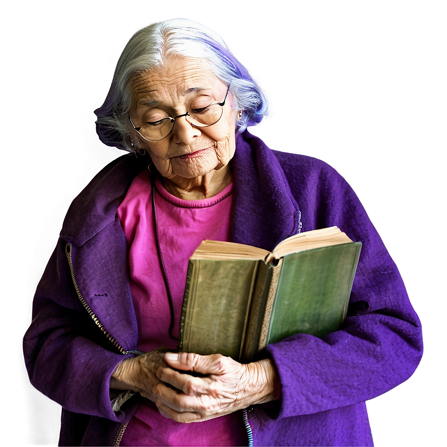 Old Woman With Book Png 4