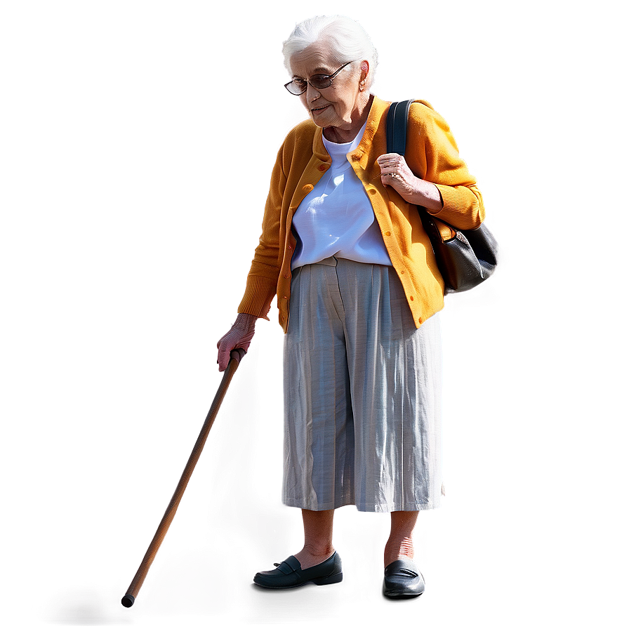 Old Woman With Cane Graphic Png 38