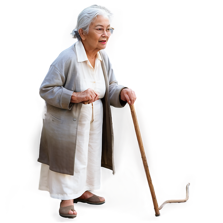 Old Woman With Cane Graphic Png 62