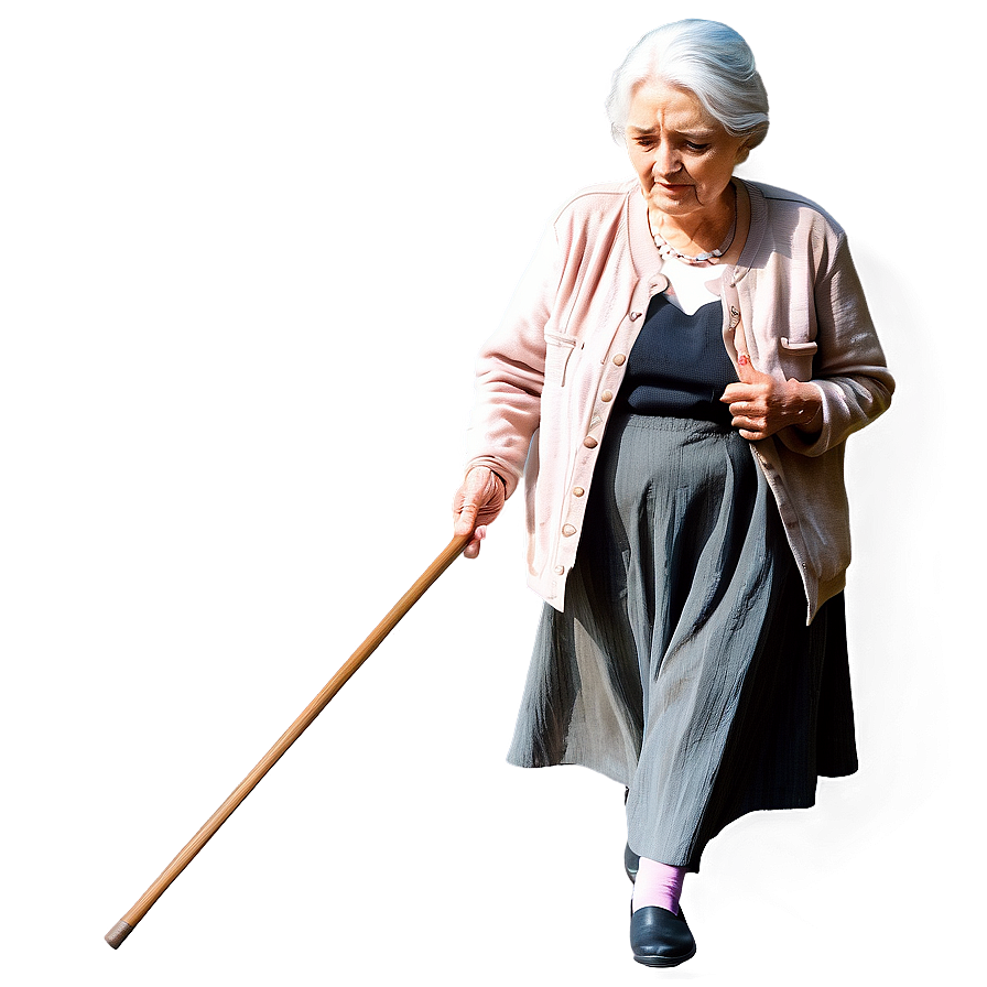 Old Woman With Cane Graphic Png Dqh83