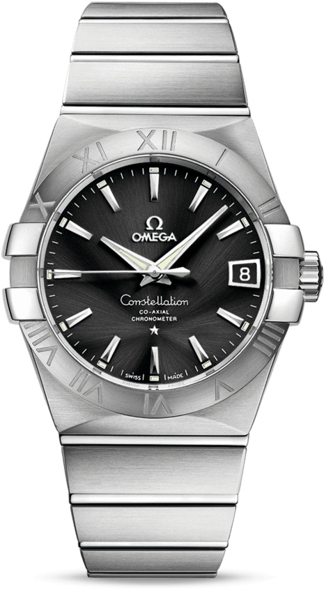 Omega Stainless Steel Constellation Co-axial Watch - Omega Constellation Mens Diamond, HD Png Download PNG with transparent background