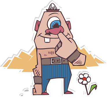 One Eyed Cartoon Character PNG with transparent background