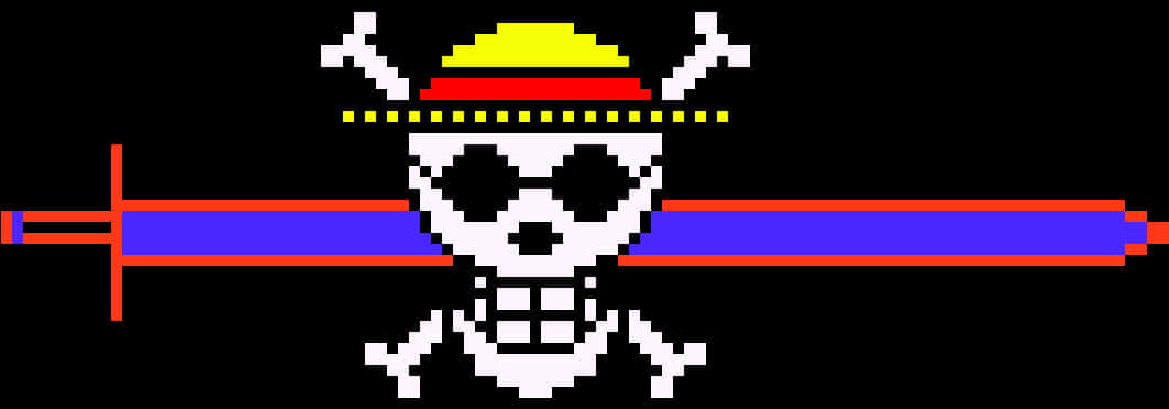 One Piece Pixel Art Straw Hat Jolly Roger