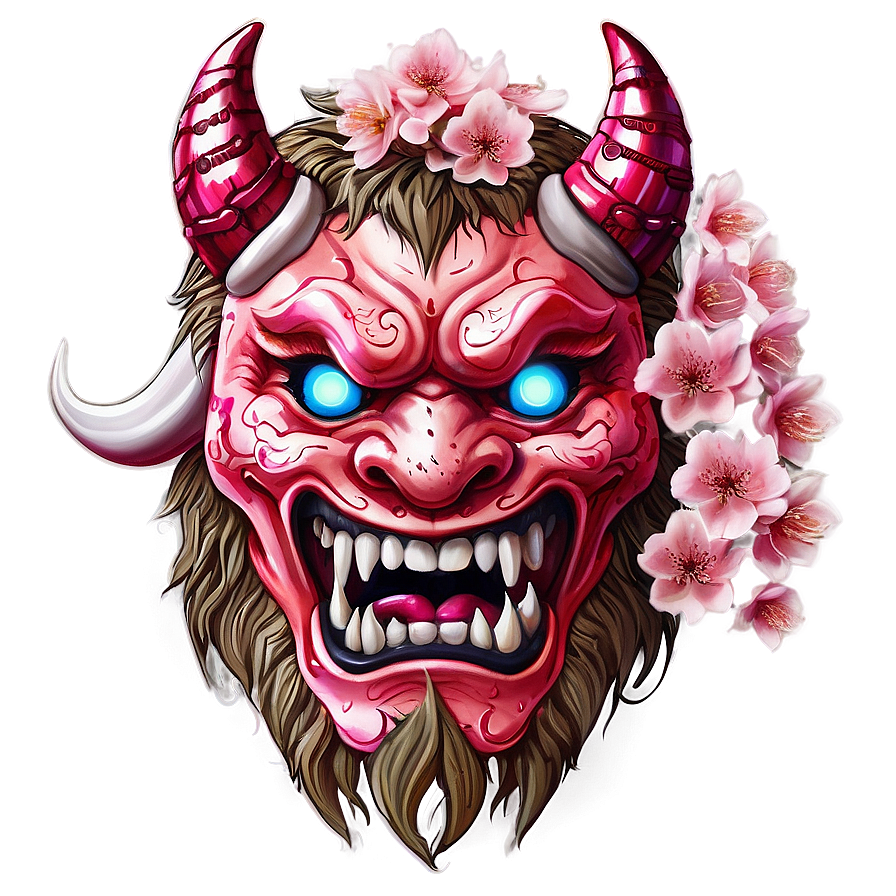 Oni With Cherry Blossoms Png Was