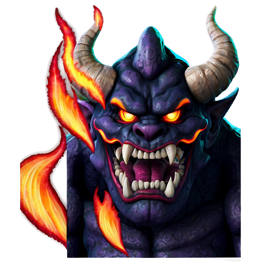 Oni With Flames Background Png Kpx