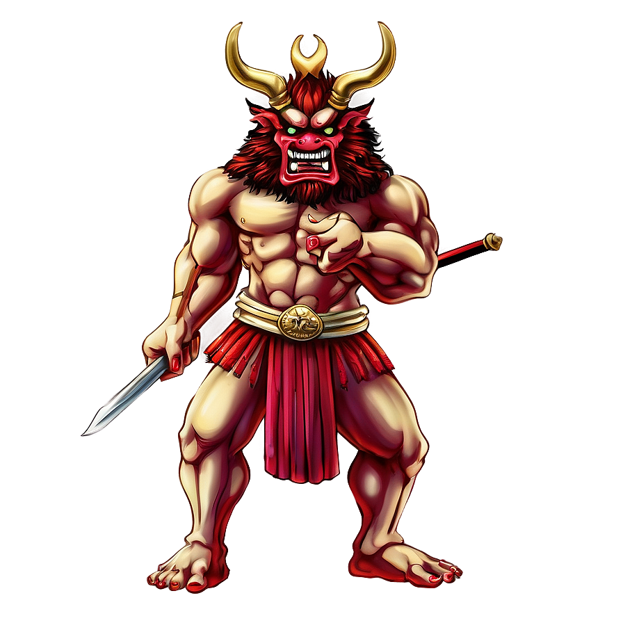 Oni With Japanese Castle Png Akk