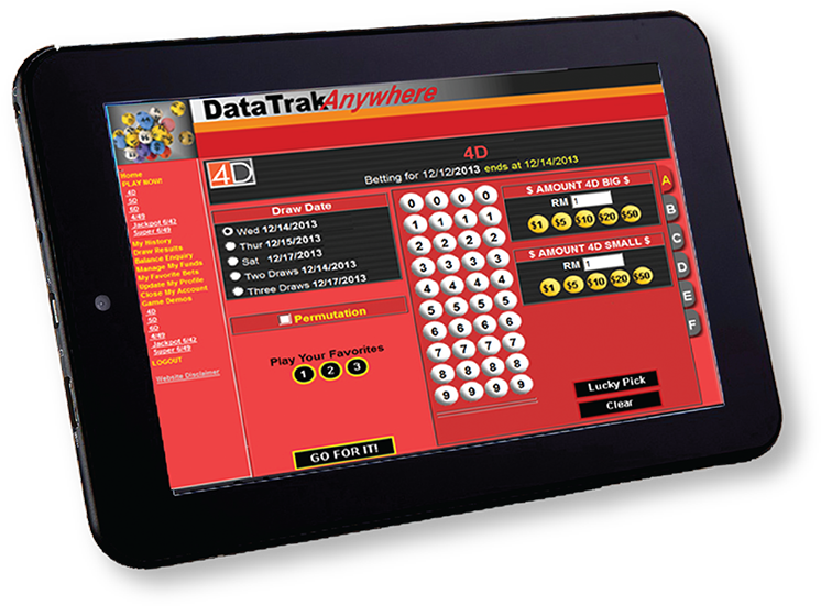 Online Lottery Betting Tablet Interface