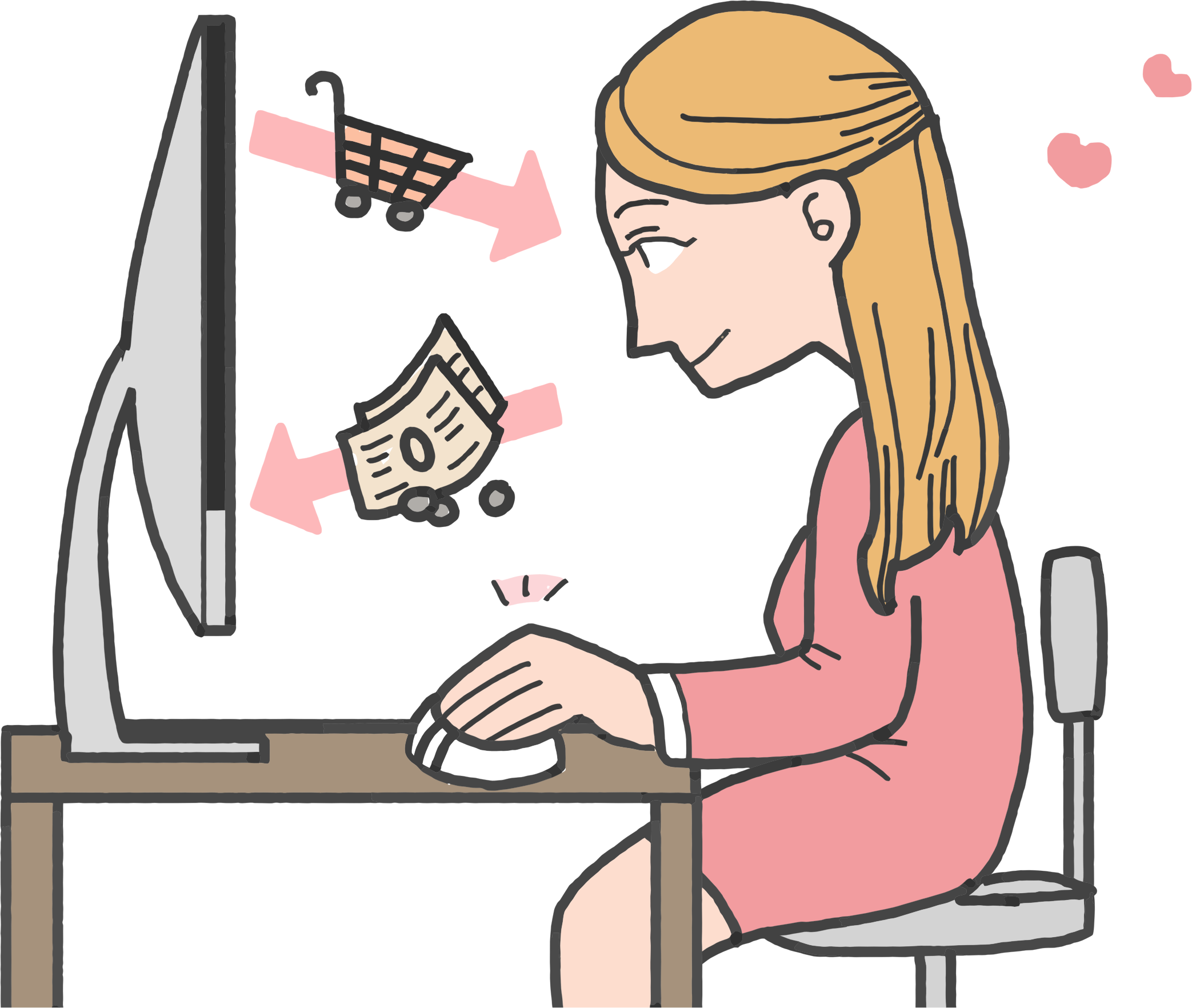 Online Shopping Cartoon Experience PNG with transparent background