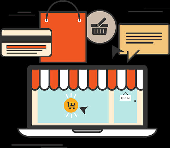 Online Shopping Concept Illustration 570x497 PNG image with a transparent background, free high-resolution download