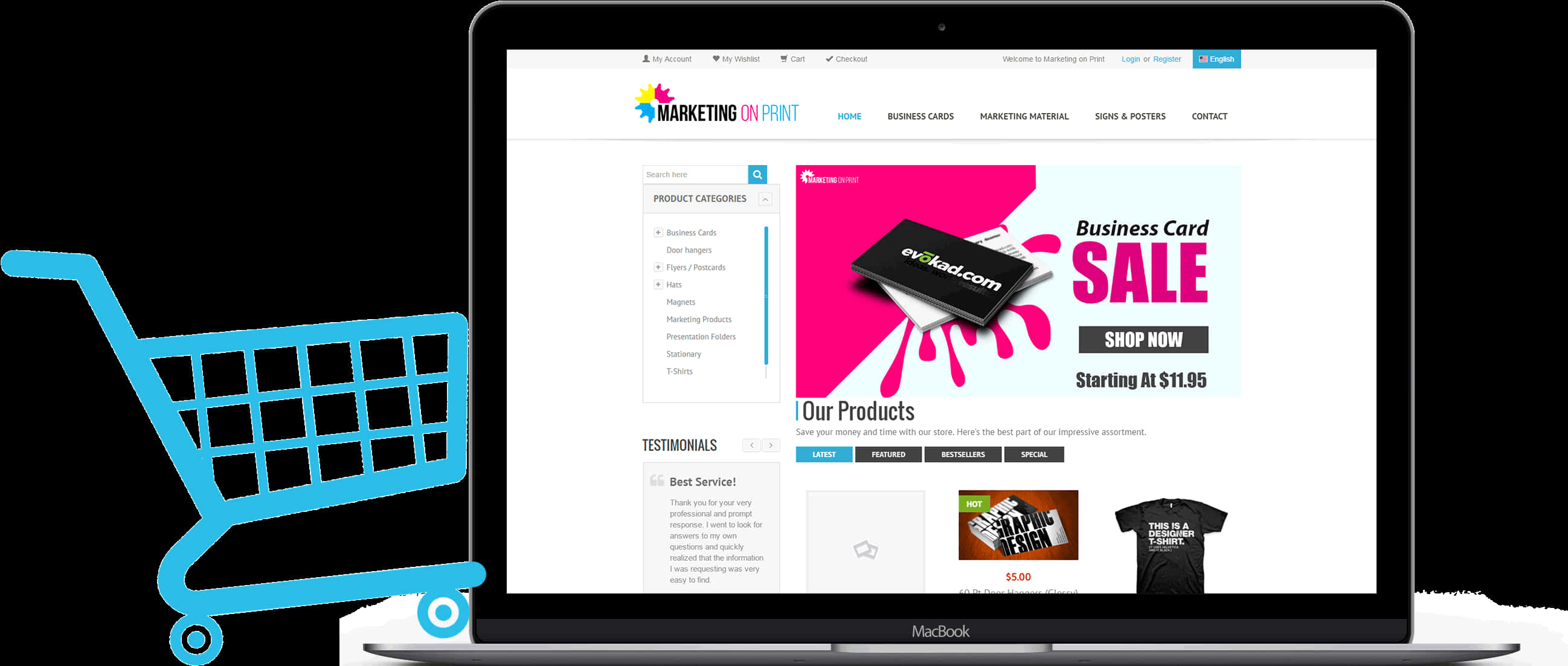 Online Shopping Concept Laptop PNG with transparent background