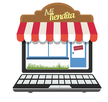 Online Storefront Laptop Illustration PNG with transparent background