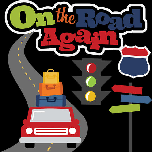 Onthe Road Again Travel Graphic PNG with transparent background