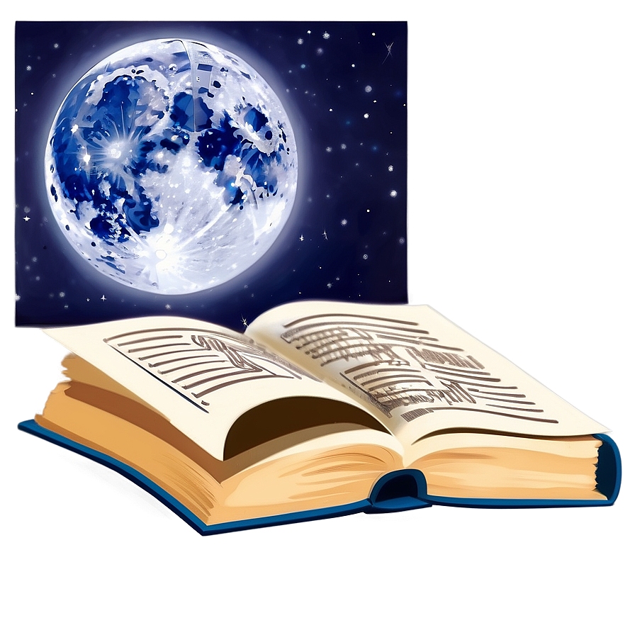 Open Book In Moonlight Png Gka