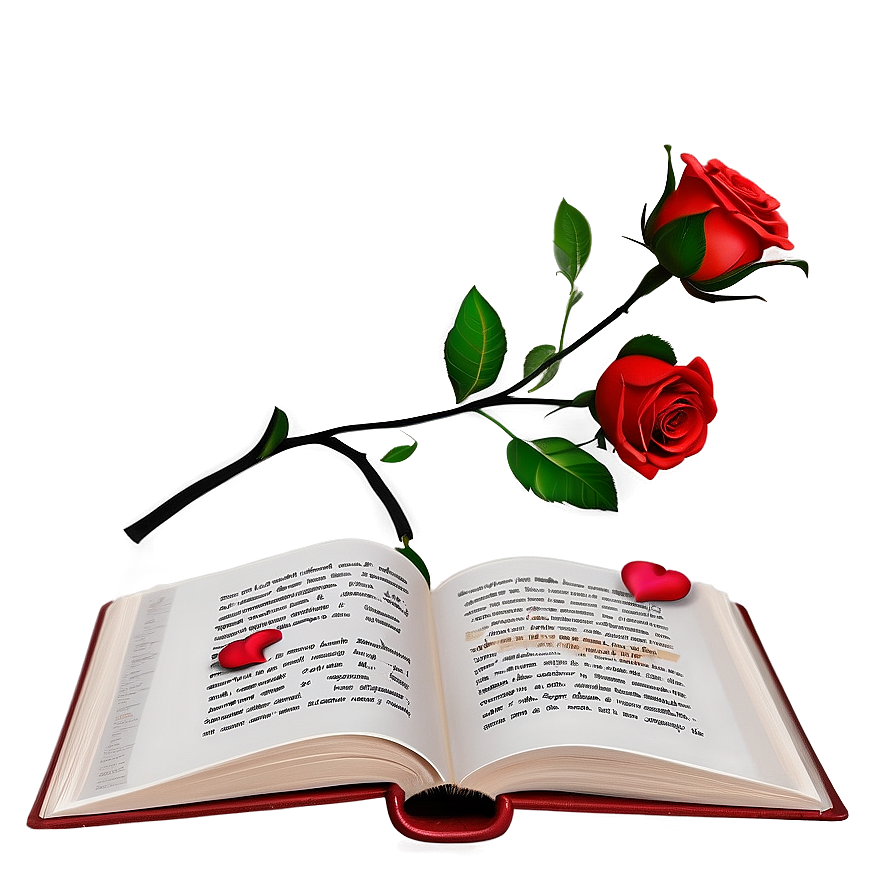 Open Book With Rose Png Grq98