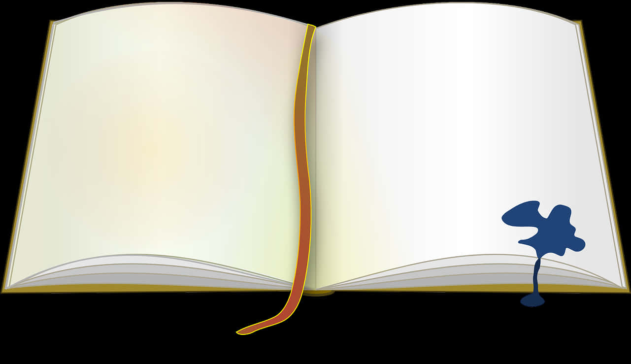 Open Bookwith Bookmarkand Inkblot PNG with transparent background