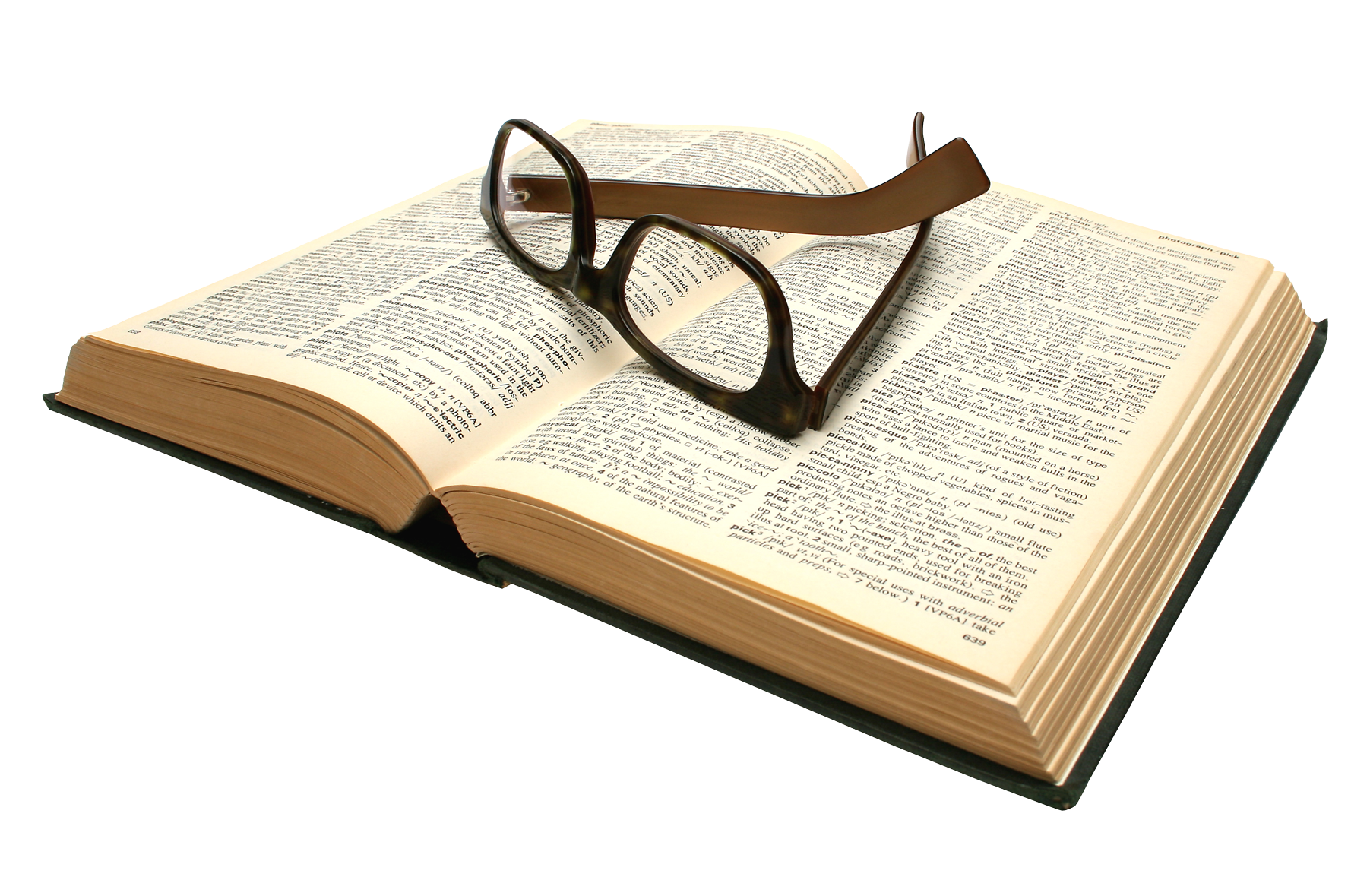 Open Bookwith Glasses PNG with transparent background