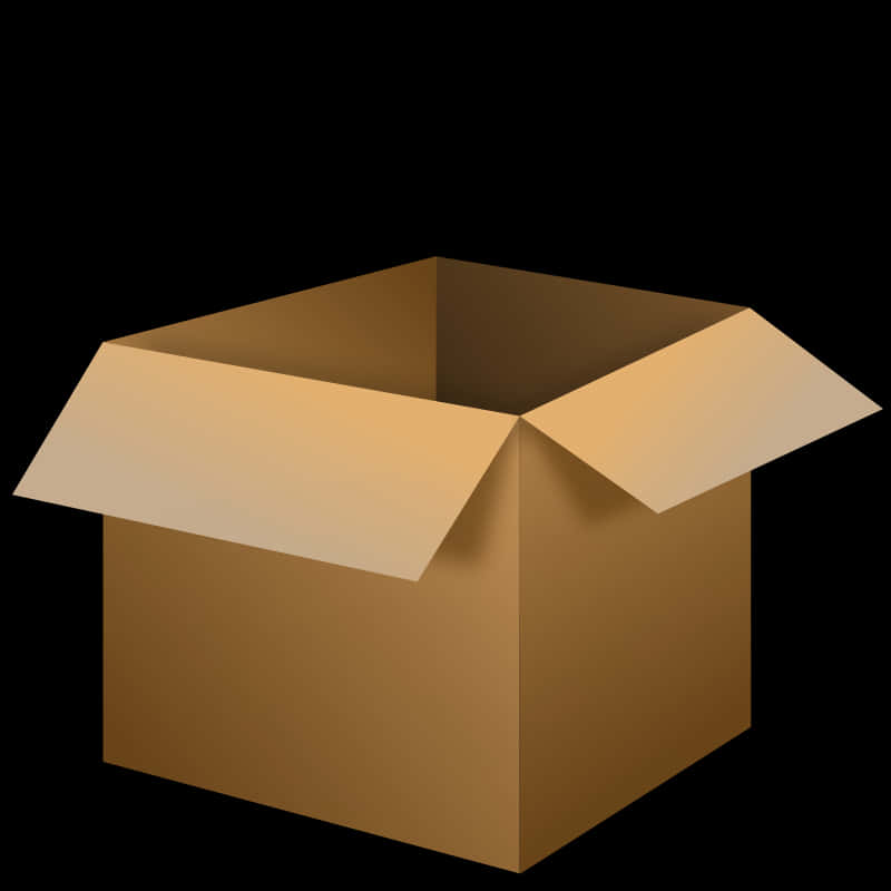 Open Cardboard Boxon Black Background PNG with transparent background