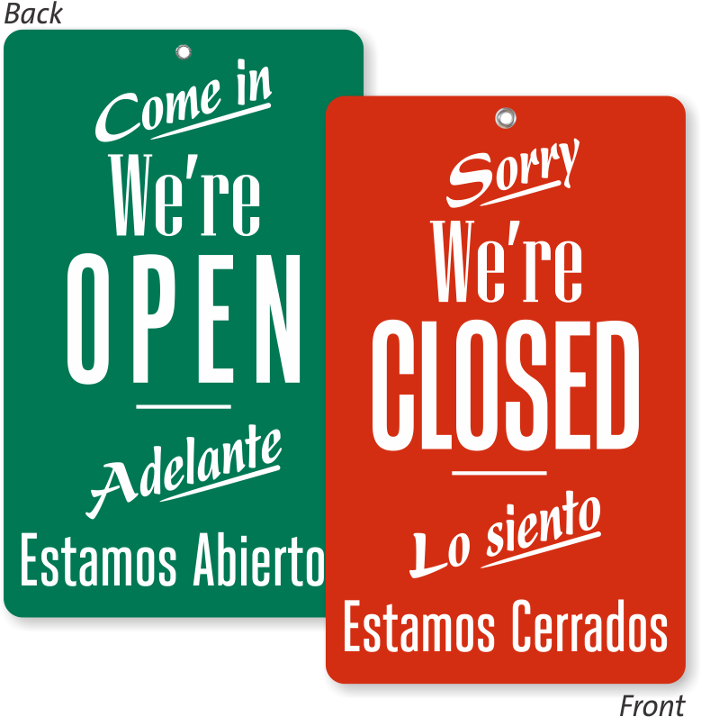 Open Closed Sign Bilingual PNG image with a transparent background, free high-resolution download