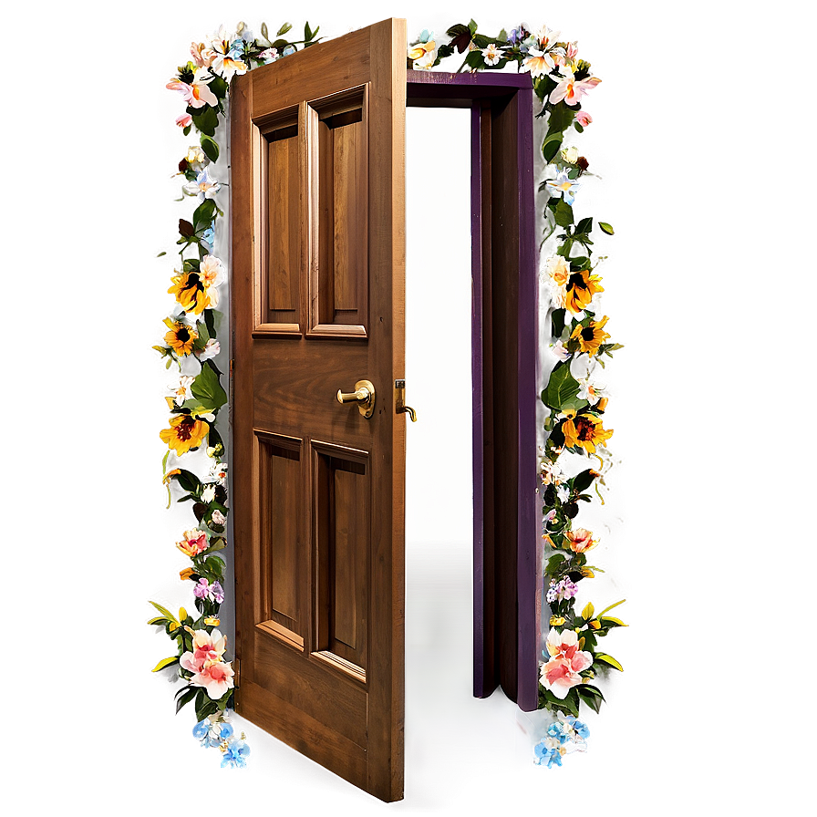 Open Door With Flowers Png Fth43