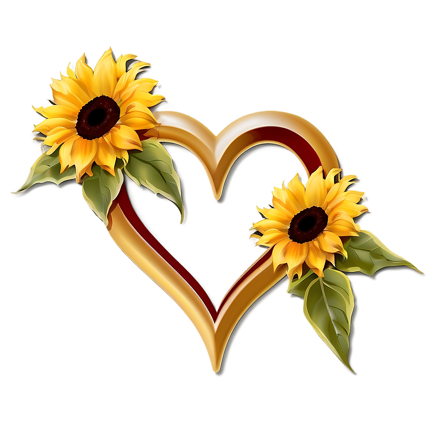 Open Heart With Sunflowers Png 15