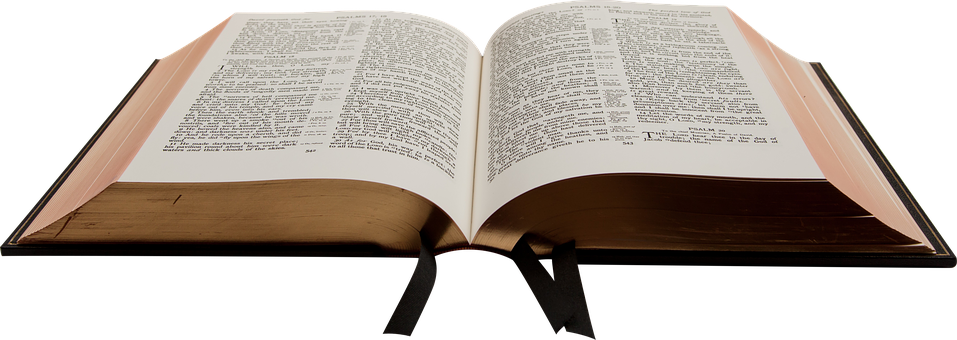 Open Holy Bibleon Black Background PNG with transparent background