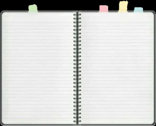 Open Notebookwith Colored Tabs PNG with transparent background