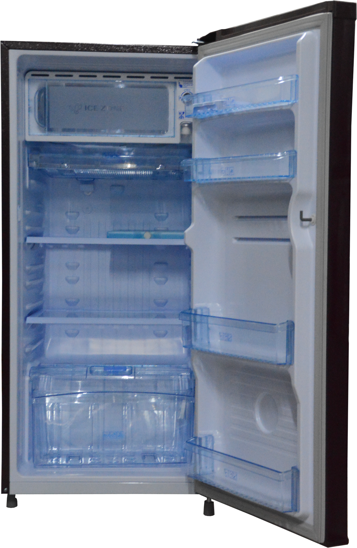 Open Single Door Refrigerator Interior