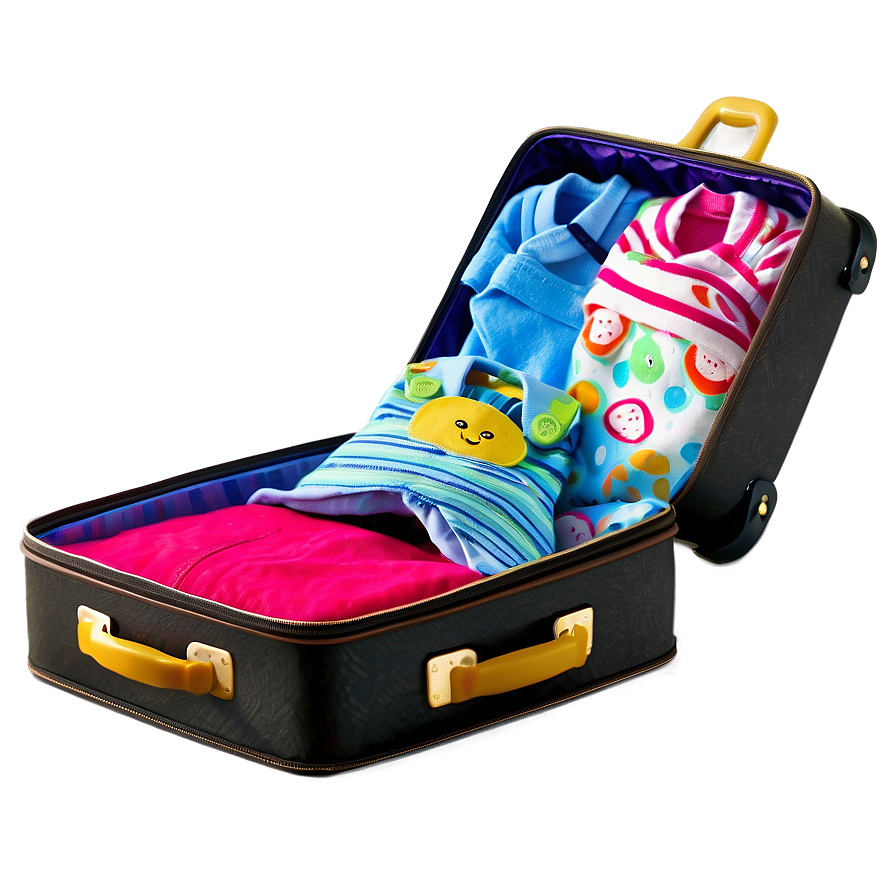 Open Suitcase With Baby Items Png 25