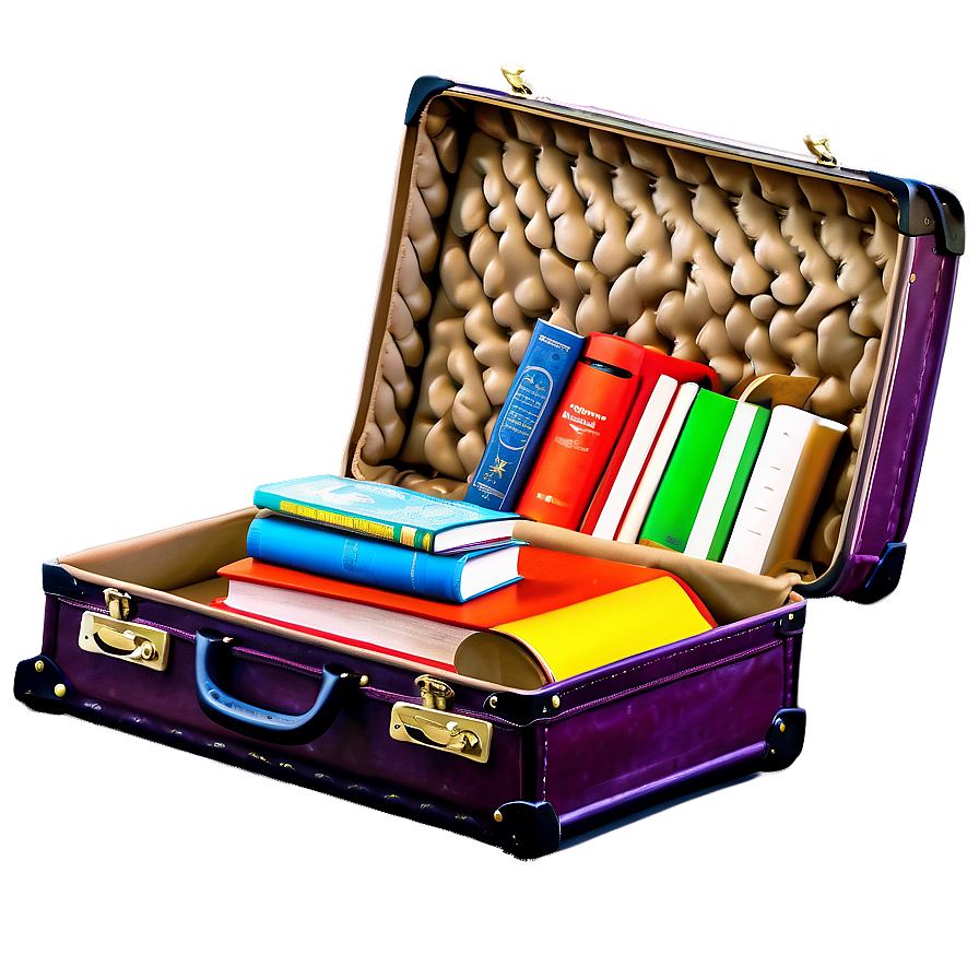 Open Suitcase With Books Png 06212024