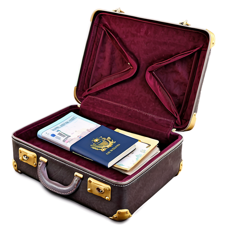 Open Suitcase With Passport Png 27