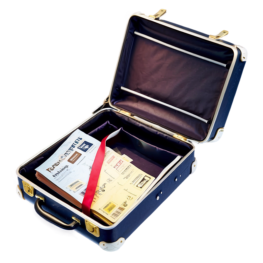 Open Suitcase With Tickets Png Qdr