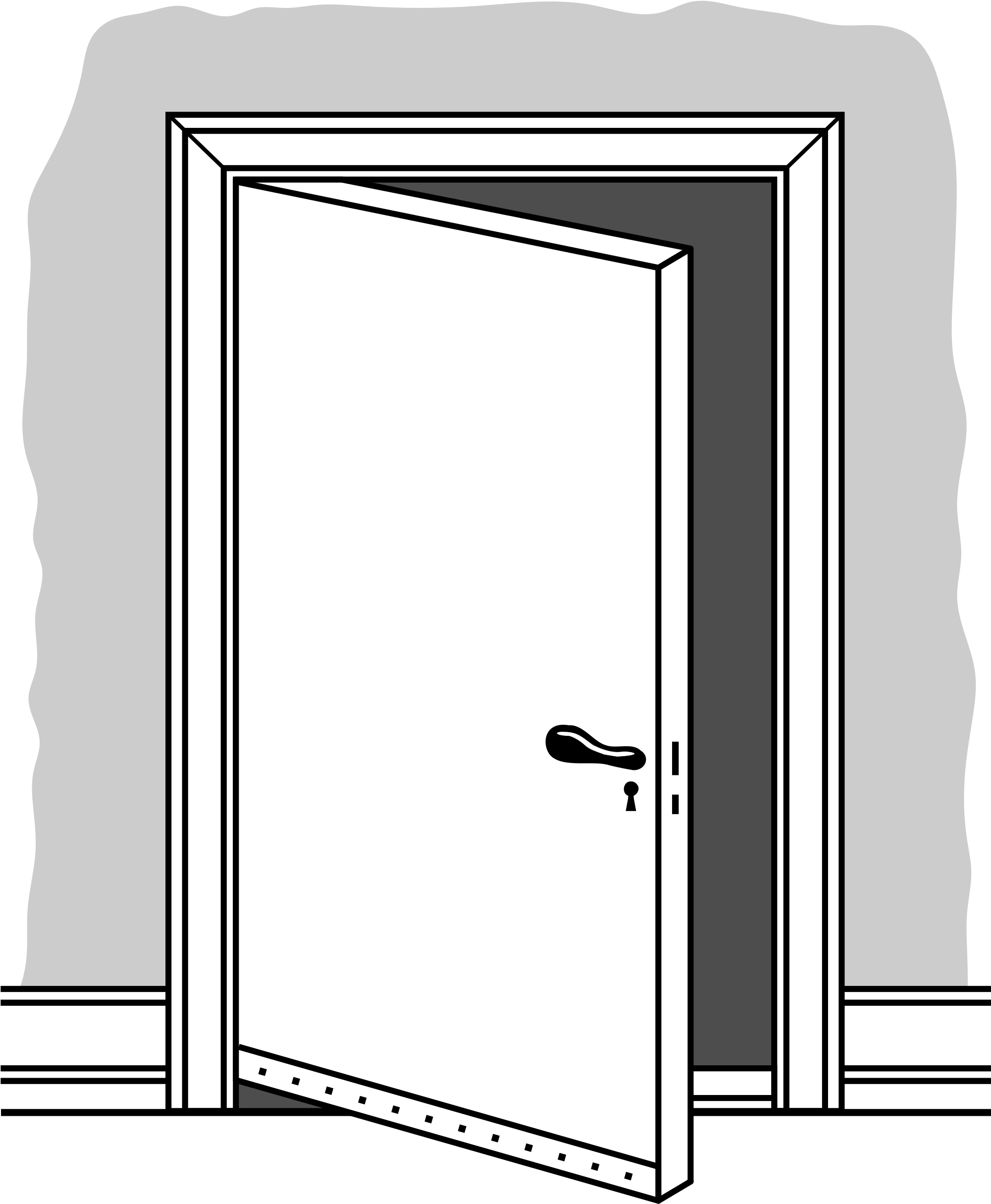 Open White Door Vector Illustration