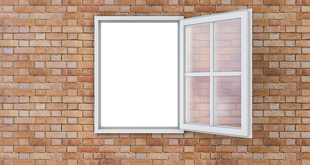 Open Window Brick Wall PNG with transparent background