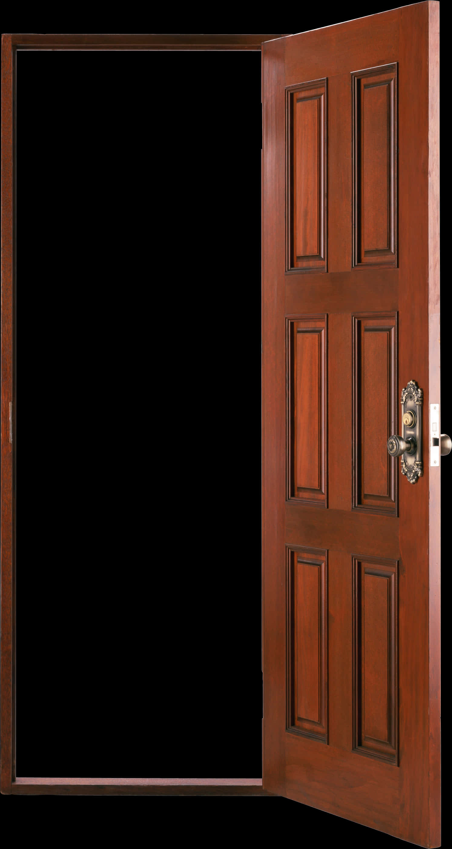 Open Wooden Doorwith Brass Handle