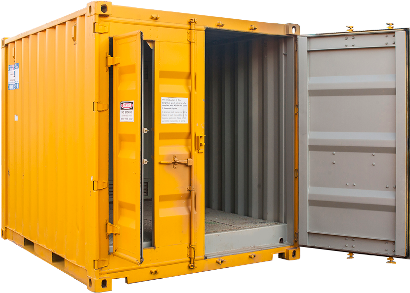 Open Yellow Shipping Container