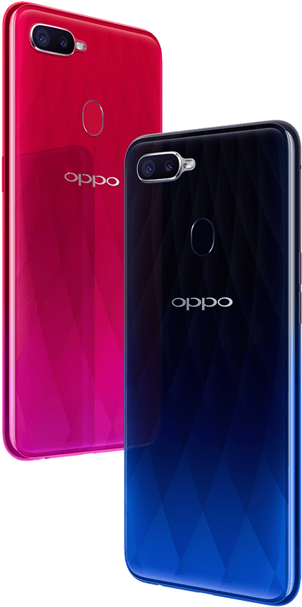 Oppo Smartphones Redand Blue Back View