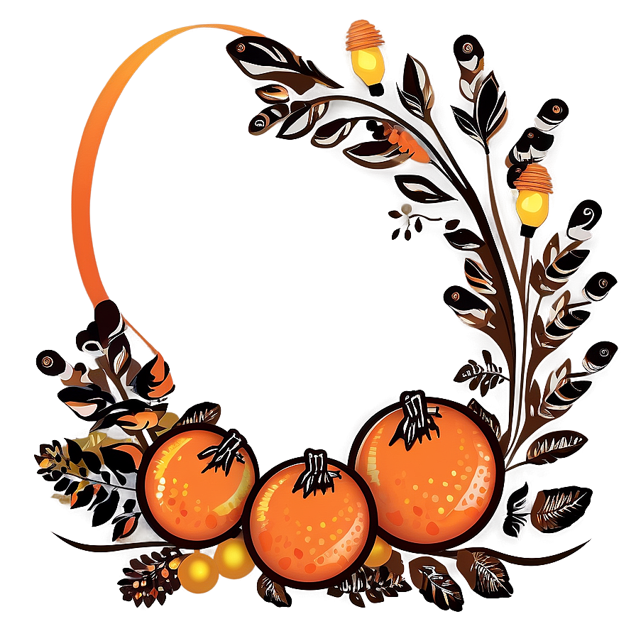 Orange And Brown Thanksgiving Border Png 06202024