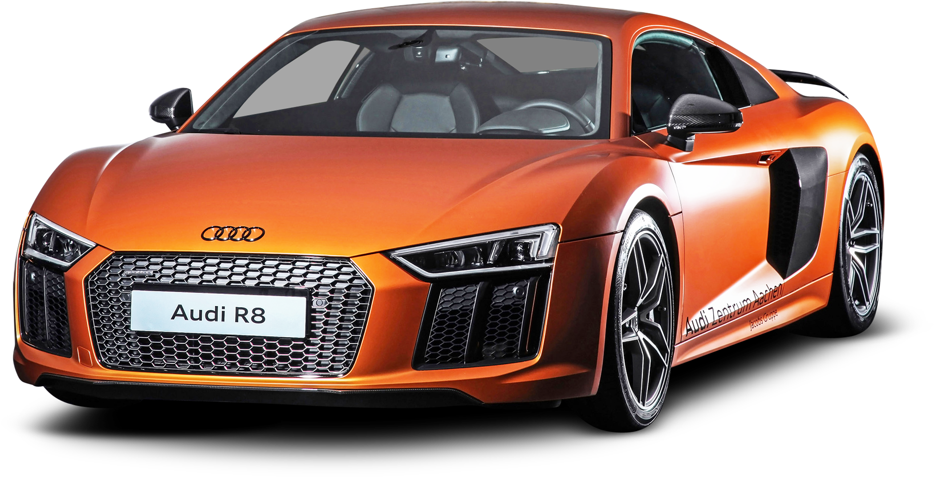 Orange Audi R8 Sports Car PNG with transparent background