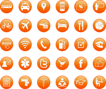 Orange Background Service Icons PNG with transparent background
