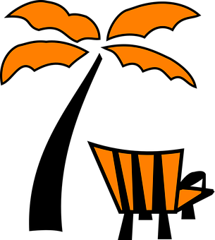 Orange Black Abstract Sunset Design PNG with transparent background