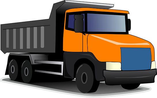 Orange Black Dump Truck Illustration PNG with transparent background