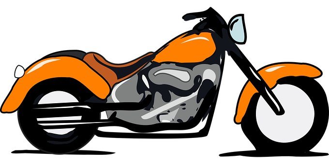 Orange Black Motorcycle Vector Art PNG with transparent background