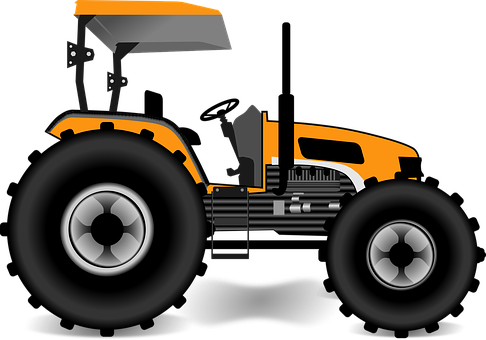 Orange Black Tractor Graphic PNG with transparent background