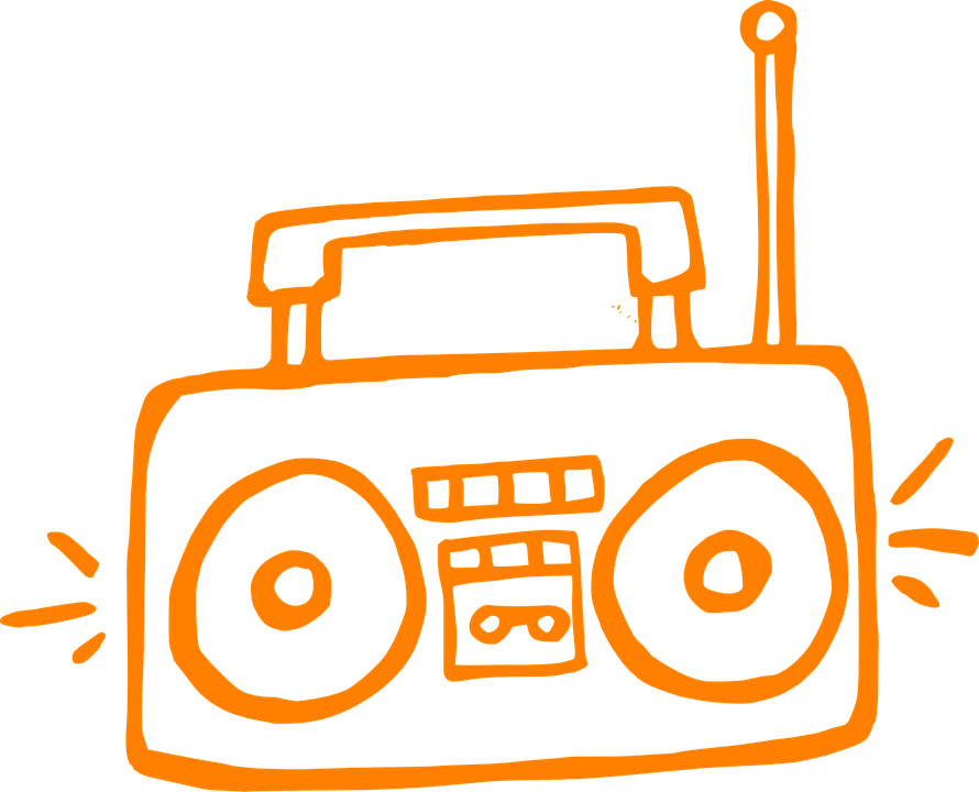 Orange Boombox Drawing