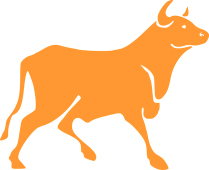 Orange Bull Silhouette PNG with transparent background