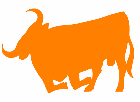 Orange Bull Silhouette PNG with transparent background