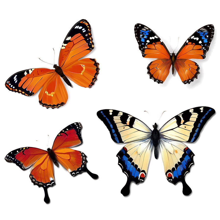 Orange Butterflies Png Jfu9