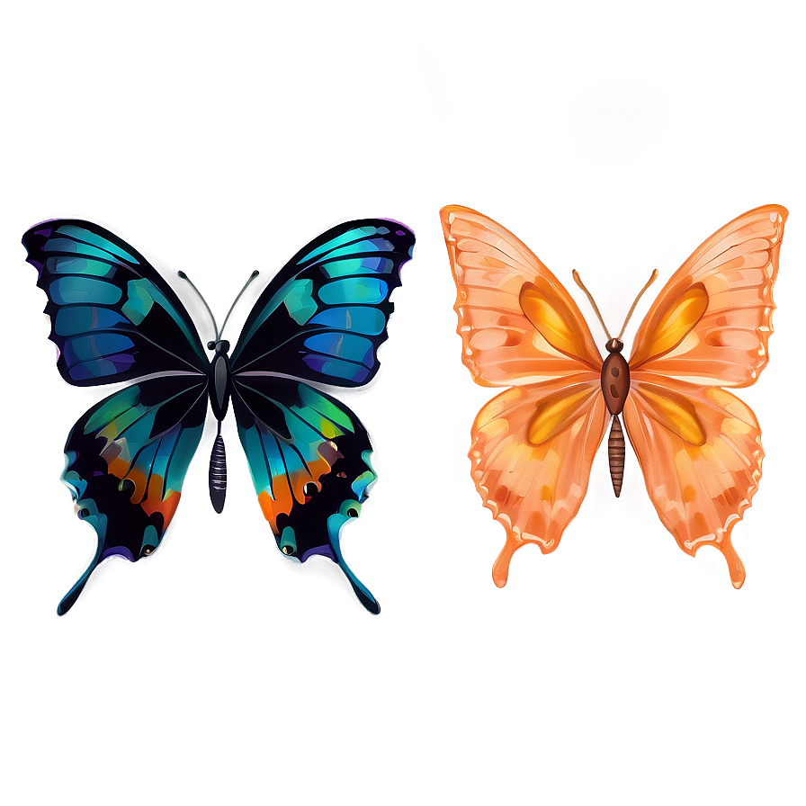 Orange Butterflies Png Usm